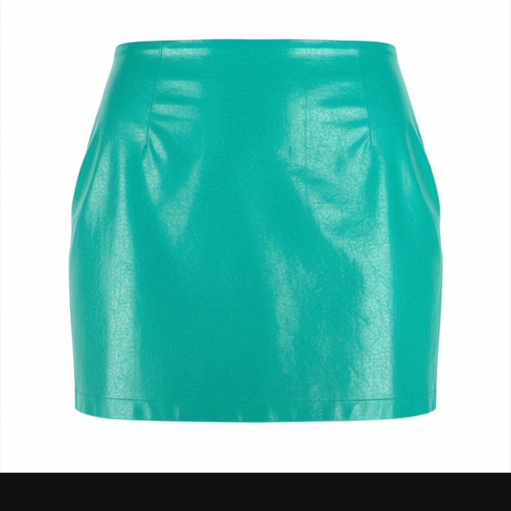 Lulu's Turquoise Faux Leather Mini Skirt